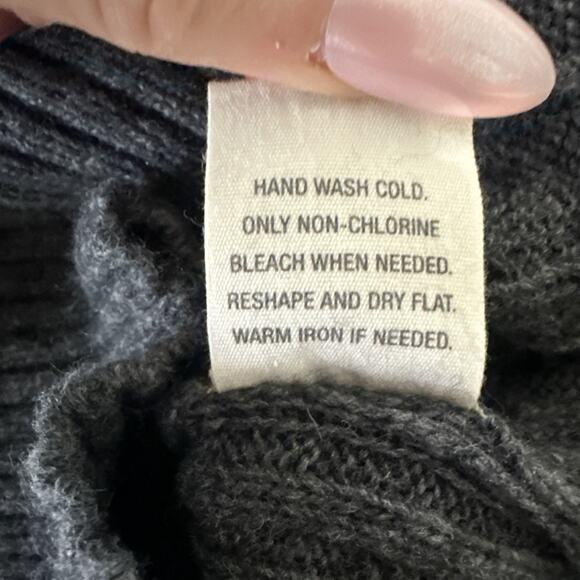 RUEHL NO 925 Sweater Womens Small Gray Fitted Cable Knit Deep V-Neck Retro Y2K - Picture 7 of 10